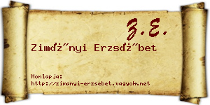 Zimányi Erzsébet névjegykártya